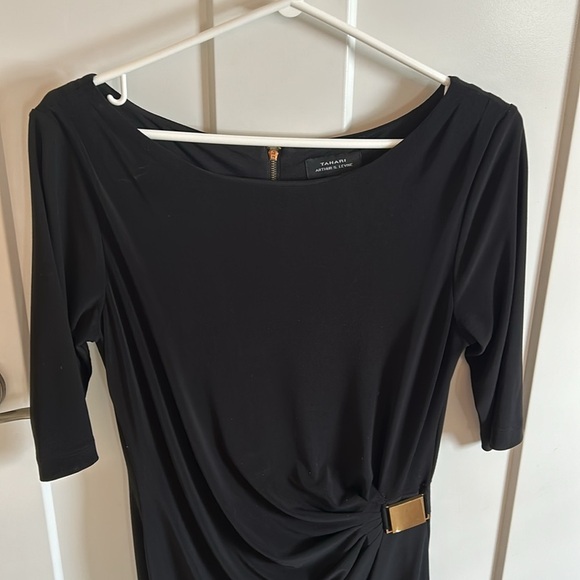 Tahari Little Black Dress with Gold Accent & Zipper, size 8 - Picture 2 of 7